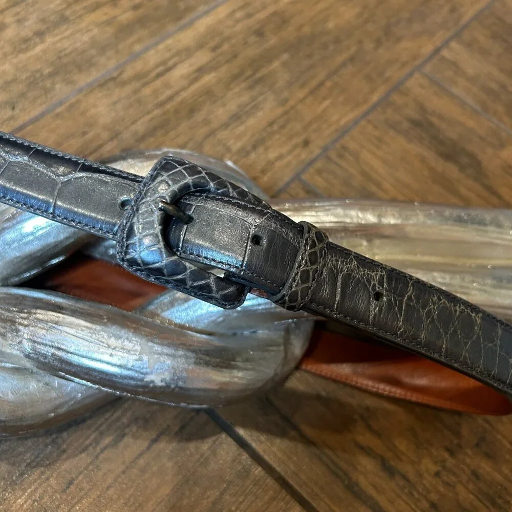 Ralph Lauren Gray Genuine American Alligator Belt Size 32
